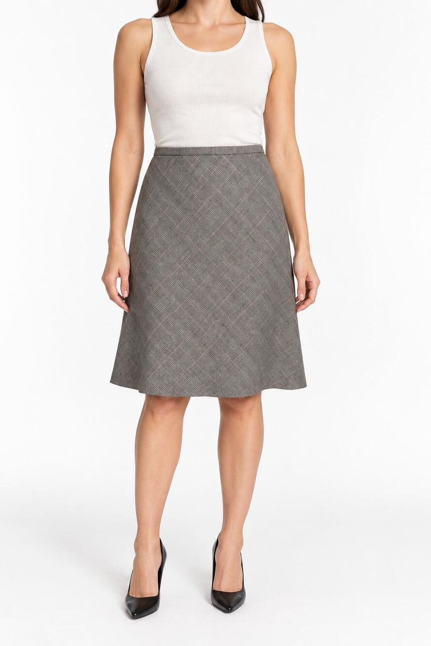 Escada Womens EU 36 US Size 6 Gray Pink Glen Plaid Wool Silk A-Line Skirt Career